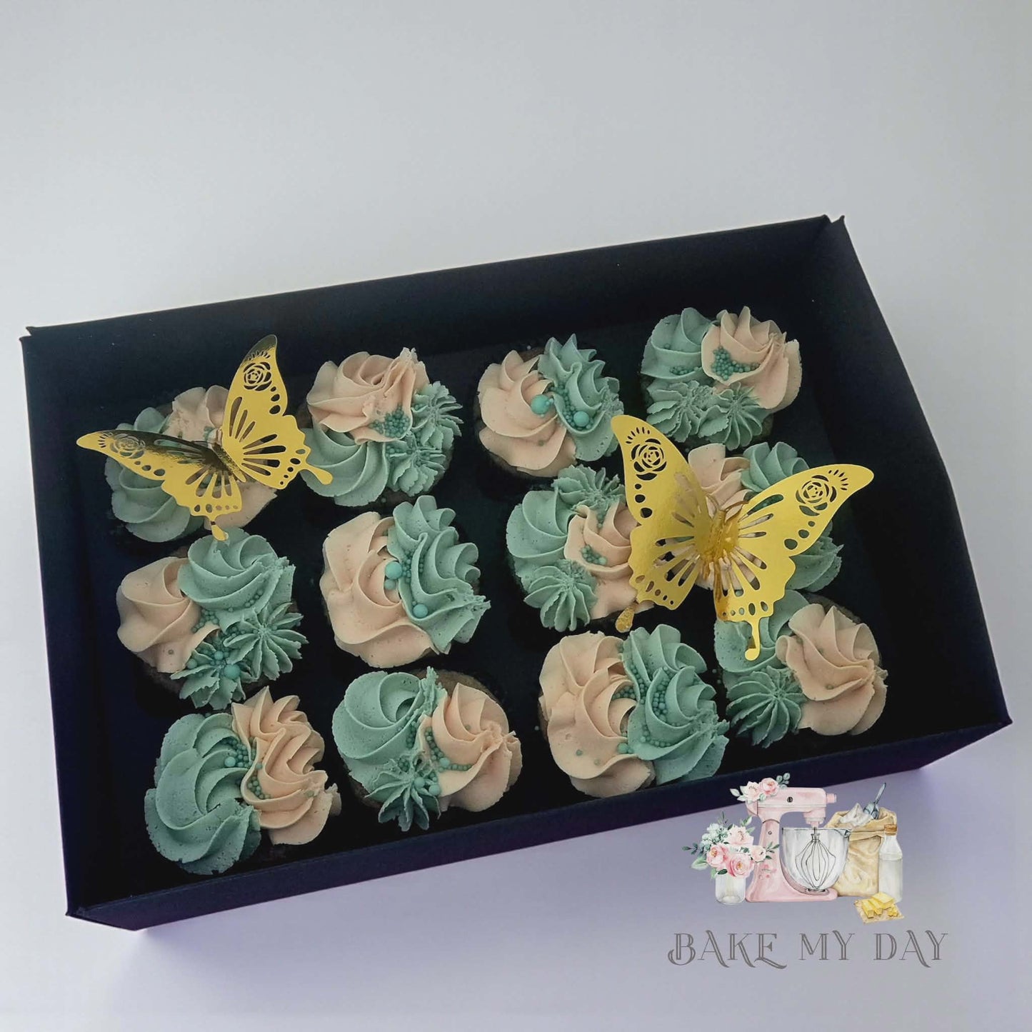 Golden Flutter Cupcakes